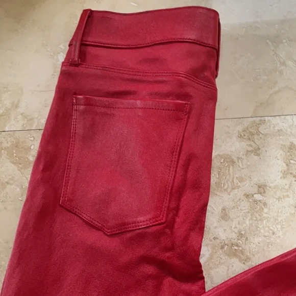 R+A red leather high waist pants 29